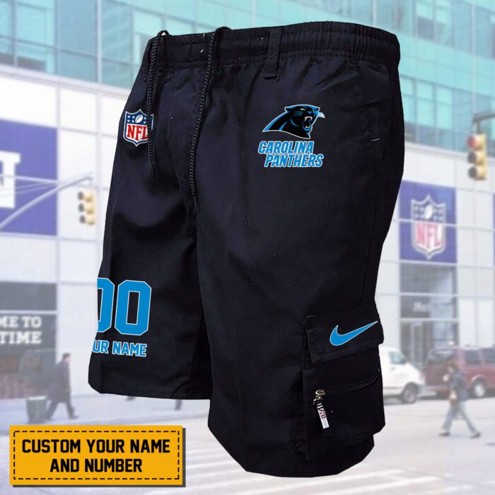 Carolina Panthers NFL Personalized Multi pocket Mens Cargo Shorts Outdoor Shorts WMS2100