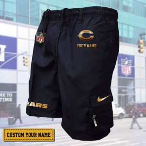 Chicago Bears NFL Personalized Golden Multi-pocket Mens Cargo Shorts Outdoor Shorts WMS1107