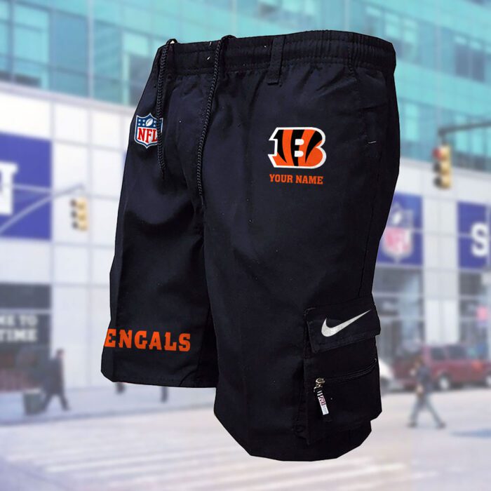 Cincinnati Bengals NFL Custom Name Multi-pocket Mens Cargo Shorts Outdoor Shorts WMS1072