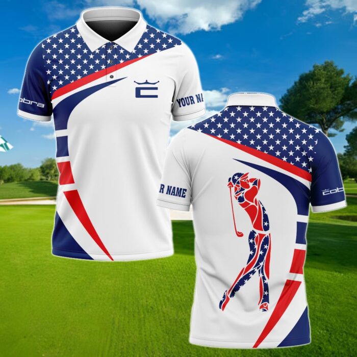 Cobra US Flag Personalized Golf Polo Shirt