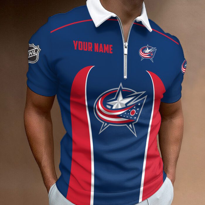 Columbus Blue Jackets Zipper Polo Shirt