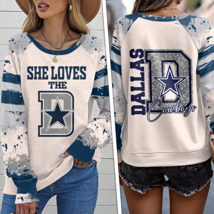 Dallas Cowboys Round Neck Raglan Sleeve Sweatshirt GRS1034