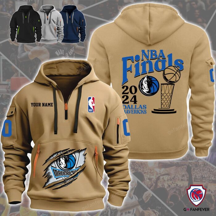 Dallas Mavericks NBA Finals Custom Name 2-Sided Printing Quarter Zip Hoodie