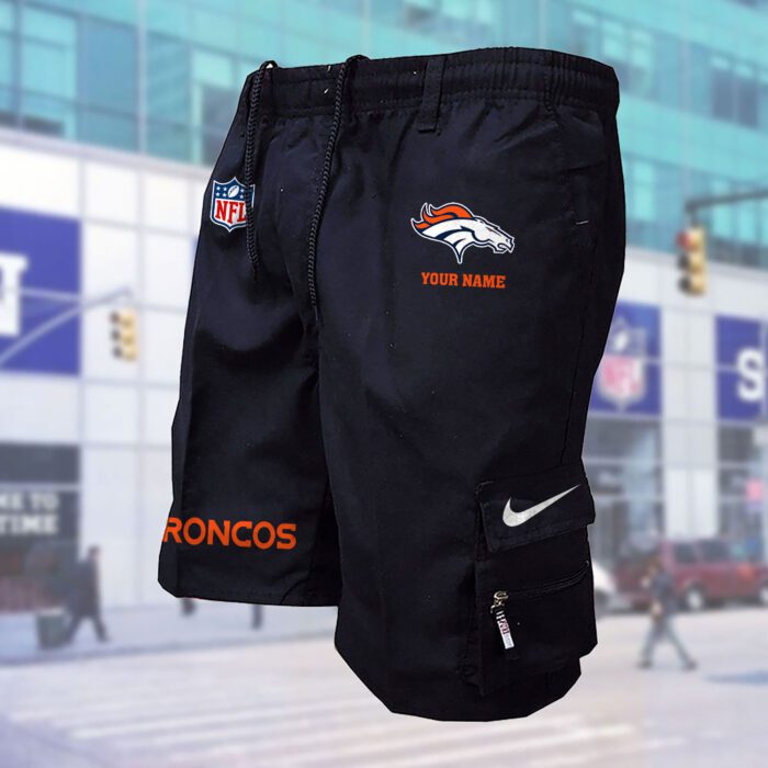 Denver Broncos NFL Custom Name Multi-pocket Mens Cargo Shorts Outdoor Shorts WMS1082