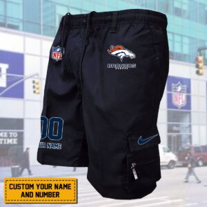 Denver Broncos NFL Personalized Multi pocket Mens Cargo Shorts Outdoor Shorts WMS2108
