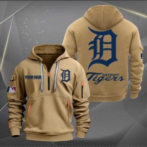 Detroit Tigers MLB 2024 Personalized Trending Quarter Zip Hoodie