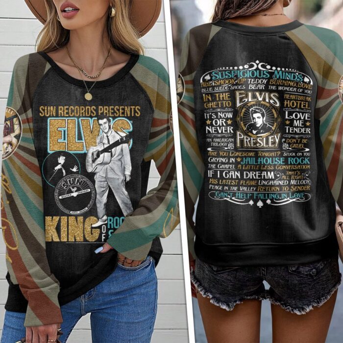 Elvis Presley Round Neck Raglan Sleeve Sweatshirt GRS1016