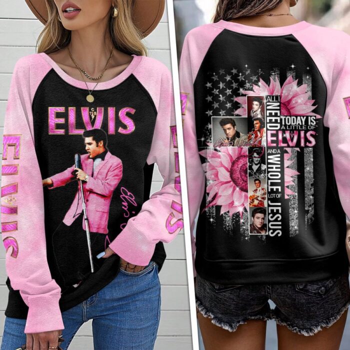 Elvis Presley Round Neck Raglan Sleeve Sweatshirt GRS1036