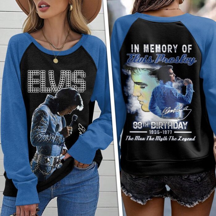 Elvis Presley Round Neck Raglan Sleeve Sweatshirt GRS1047