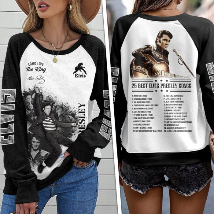 Elvis Presley Round Neck Raglan Sleeve Sweatshirt GRS1059