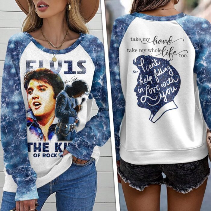 Elvis Presley Round Neck Raglan Sleeve Sweatshirt GRS1075