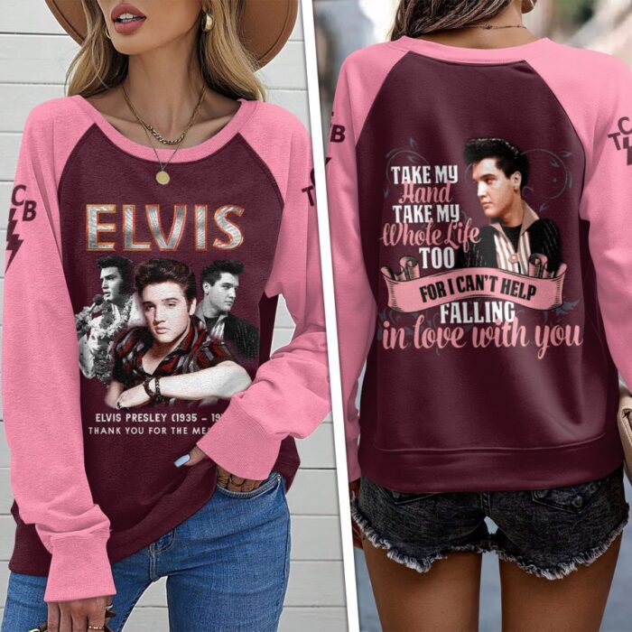 Elvis Presley Round Neck Raglan Sleeve Sweatshirt GRS1085