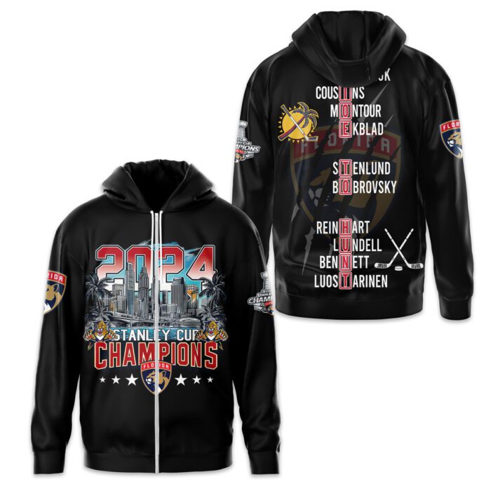 Florida Panthers 2024 Stanley Cup Champions Unisex Zip Hoodie WSC1103
