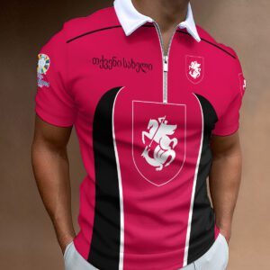 Georgia National Football Team Euro 2024 Zipper Polo Shirt