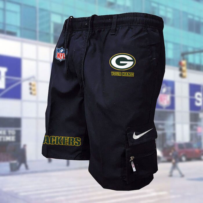 Green Bay Packers NFL Custom Name Multi-pocket Mens Cargo Shorts Outdoor Shorts WMS1074
