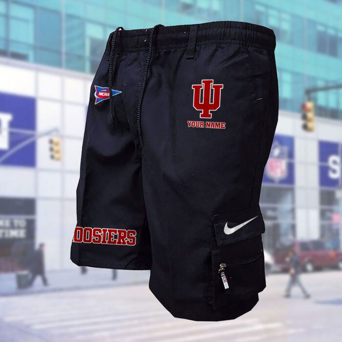Indiana Hoosiers NCAA Custom Name Multi-pocket Mens Cargo Shorts Outdoor Shorts WMS1040
