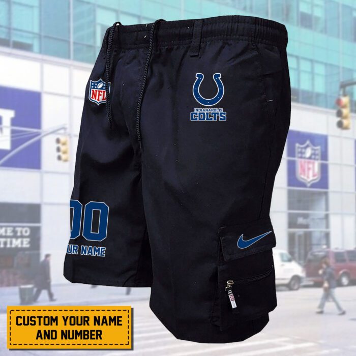 Indianapolis Colts NFL Personalized Multi pocket Mens Cargo Shorts Outdoor Shorts WMS2111
