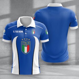 Italy National Football Team Euro 2024 Zipper Polo Shirt