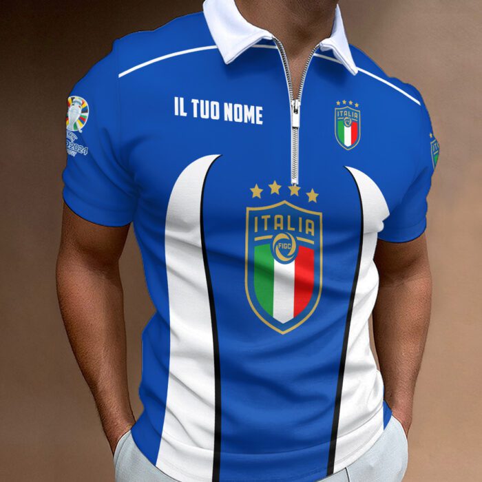 Italy National Football Team Euro 2024 Zipper Polo Shirt