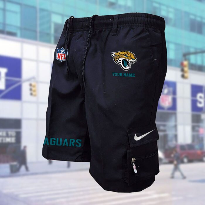 Jacksonville Jaguars NFL Custom Name Multi-pocket Mens Cargo Shorts Outdoor Shorts WMS1084