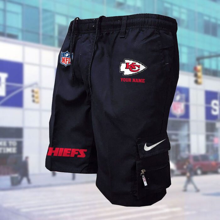 Kansas City Chiefs NFL Custom Name Multi-pocket Mens Cargo Shorts Outdoor Shorts WMS1077
