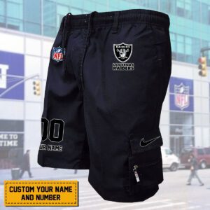 Las Vegas Raiders NFL Personalized Multi pocket Mens Cargo Shorts Outdoor Shorts WMS2117