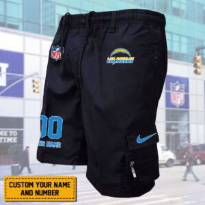 Los Angeles Chargers NFL Personalized Multi pocket Mens Cargo Shorts Outdoor Shorts WMS2115