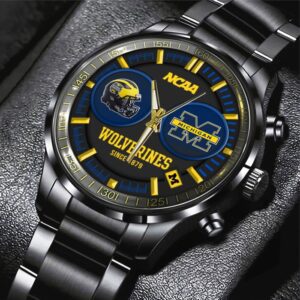 Michigan Wolverines Football Black Stainless Steel Watch GSW1469