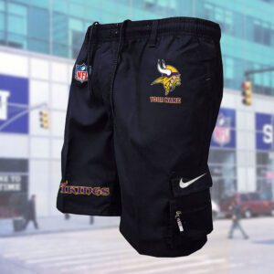 Minnesota Vikings NFL Custom Name Multi-pocket Mens Cargo Shorts Outdoor Shorts WMS1093