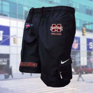 Mississippi State Bulldogs NCAA Custom Name Multi-pocket Mens Cargo Shorts Outdoor Shorts WMS1046