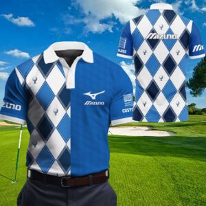 Mizuno Seamless Argyle Pattern Personalized Golf Polo Shirt