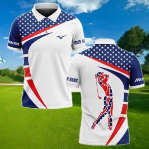 Mizuno US Flag Personalized Golf Polo Shirt