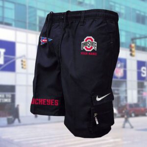 Ohio State Buckeyes NCAA Custom Name Multi-pocket Mens Cargo Shorts Outdoor Shorts WMS1052
