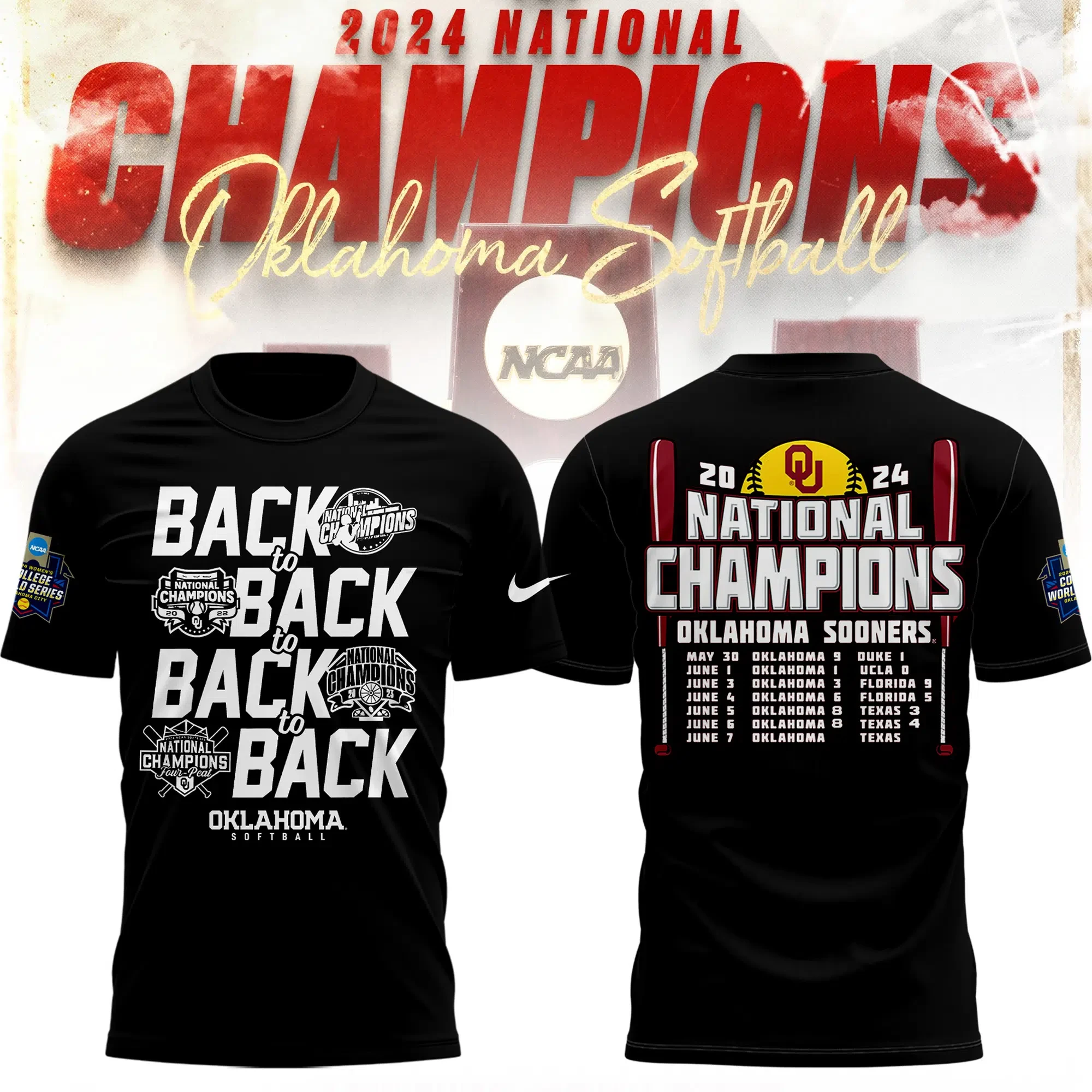 Oklahoma Sooners National Champion Back To Back 2024 T-Shirt TOS1018