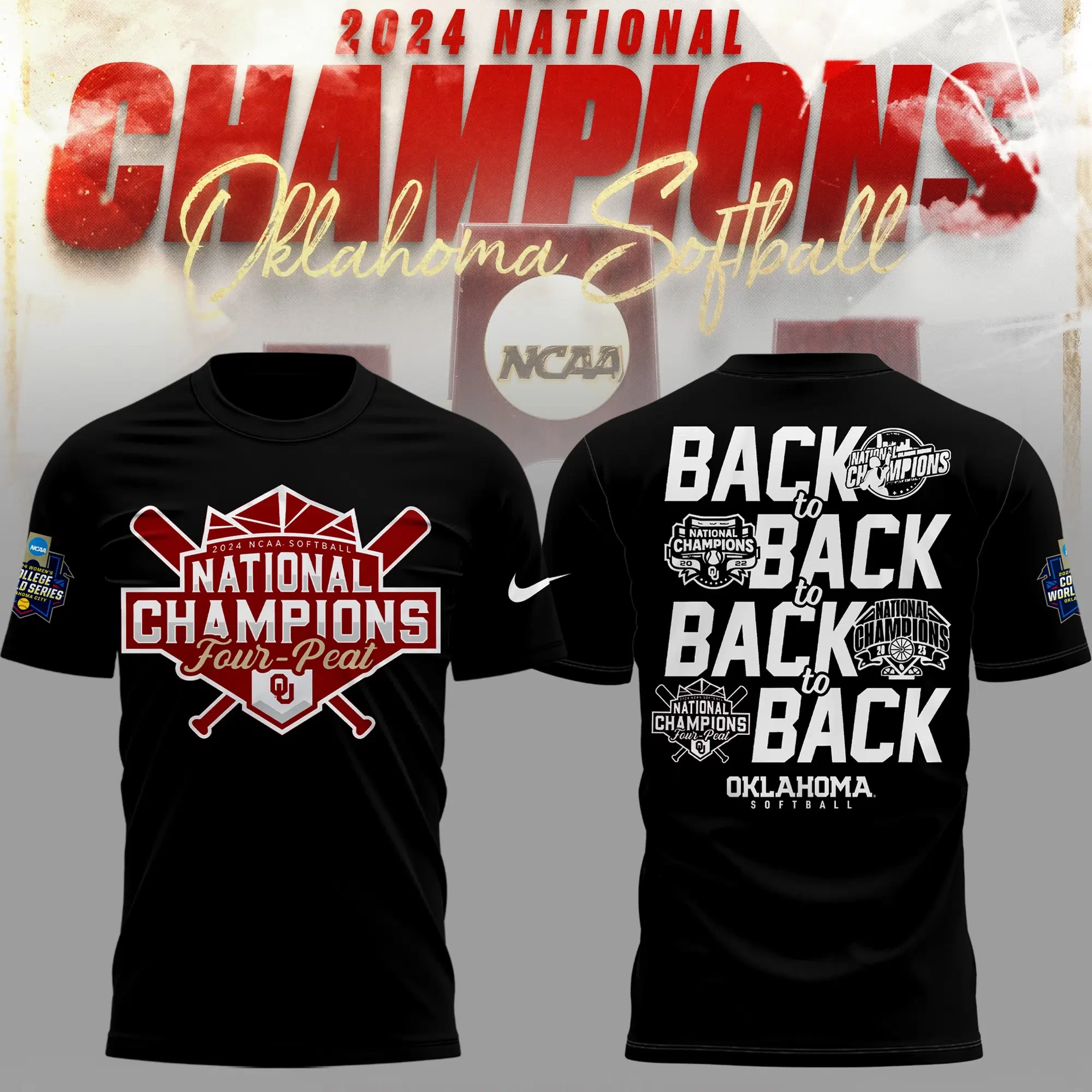Oklahoma Sooners National Champion Back To Back 2024 T-Shirt TOS1024