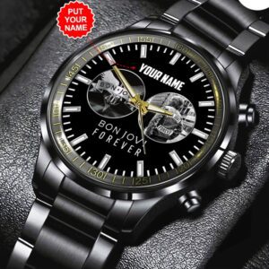 Personalized Bon Jovi Black Stainless Steel Watch GSW1139