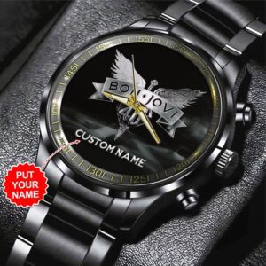 Personalized Bon Jovi Black Stainless Steel Watch GSW1230