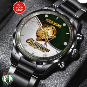Personalized Boston Celtics Winner NBA 2024 Champion Final Black Stainless Steel Watch GBC1227