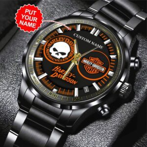 Personalized Harley Davidson Black Stainless Steel Watch GSW1478