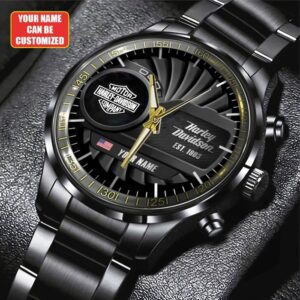 Personalized Harley Davidson Black Stainless Steel Watch GSW1486