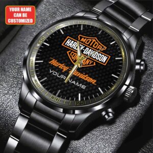 Personalized Harley Davidson Black Stainless Steel Watch GSW1487