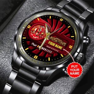 Personalized Kansas City Chiefs Black Stainless Steel Watch GSW1196