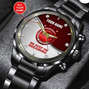 Personalized Olympiakos F.C. Black Stainless Steel Watch GSW1037