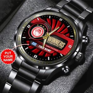 Personalized Olympiakos F.C. Black Stainless Steel Watch GSW1043