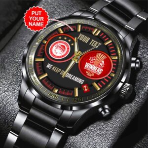 Personalized Olympiakos F.C. Black Stainless Steel Watch GSW1051