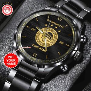 Personalized Olympiakos F.C. Black Stainless Steel Watch GSW1064