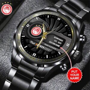 Personalized Olympiakos F.C. Black Stainless Steel Watch GSW1065