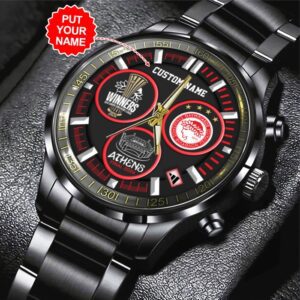 Personalized Olympiakos F.C. Black Stainless Steel Watch GSW1066