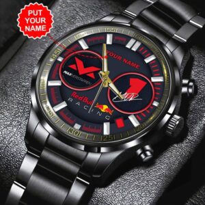Personalized Red Bull Racing F1 x Max Verstappen Black Stainless Steel Watch GSW1024