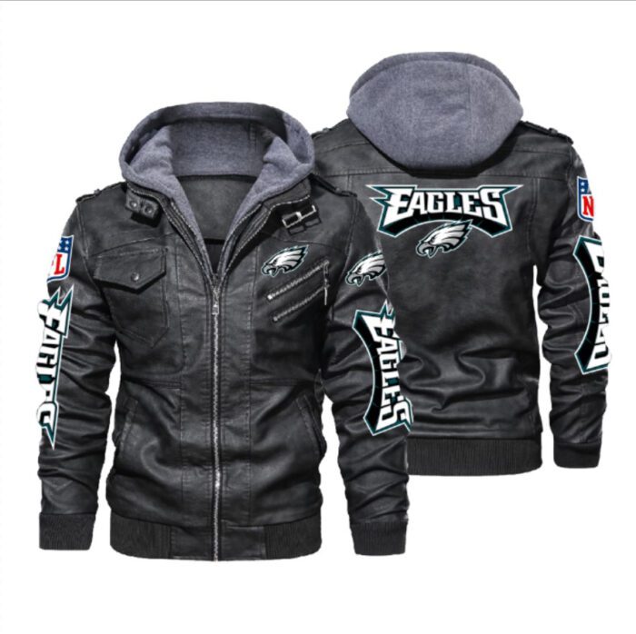 Philadelphia Eagles Black Brown Leather Jacket LIZ145